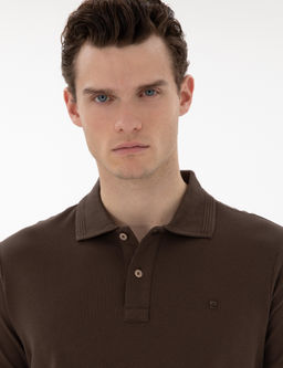 Kahverengi Slim Fit K_vr_lmaz Polo Yaka Basic Ti__rt - Pierre cardin фото 2