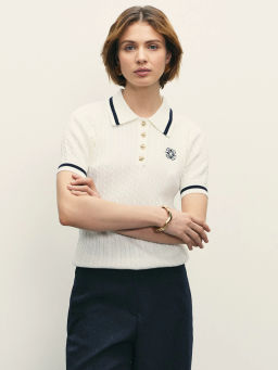 Поло с вышивкой из вязаного трикотажа / Zarina