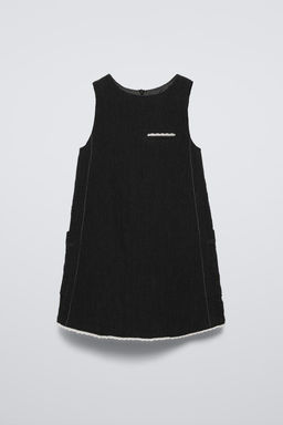 TEXTURED DRESS WITH TOPSTITCHING