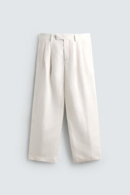 PANTAL?N RELAXED FIT TRAJE VISCOSA - LINO / Blanco - Zara фото 5