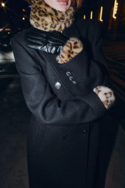 FAUX LEATHER FAUX FUR ANIMAL PRINT GLOVES - Zara фото 2