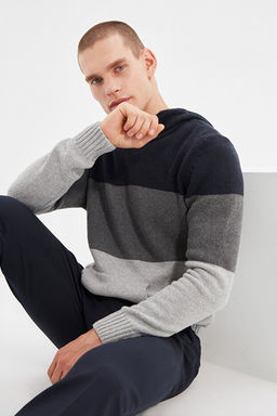 Lacivert Kap__onlu Regular Fit Y_nl_ Triko Kazak TMNAW22KZ0822
