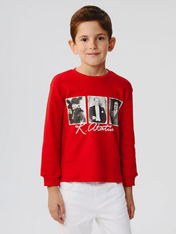 Bisiklet Yaka Atat?rk Bask?l? Erkek ?ocuk Ti??rt