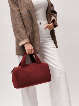 Замшевая сумка Bowling DBR 31378 красное вино  фото 6