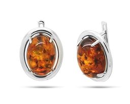 Серьги из серебра янтарь, СП20
