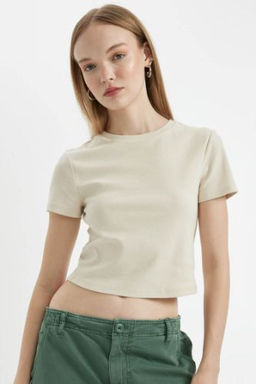 Coool Fitted Ribana Basic Duz K?sa Kollu Tisort