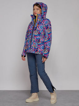 Горнолыжная куртка женская зимняя синего цвета 2302-2S - Mtforce фото 13