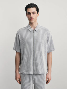 Рубашка в полоску на молнии / Zarina  фото 4