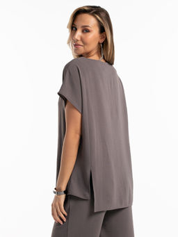 Летняя блузка оверсайз графит - Odis фото 4