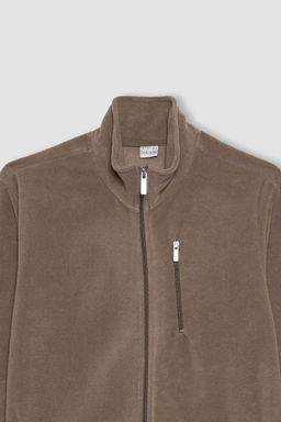 Флисовый кардиган стандартного кроя с воротником-стойкой - Defacto фото 8