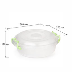 Контейнер для продуктов пластмассовый 3л, д28см, h11см, ручки-клипса (Россия) - Домашняя мода фото 4