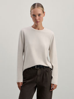 Однотонный базовый лонгслив из хлопка / Zarina