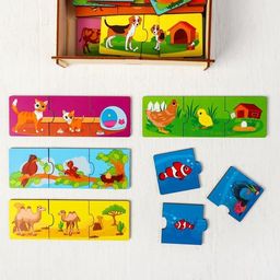 Пазл тройной Мама, малыш, домик, деталь 5х5 см - Лесная мастерская фото 6