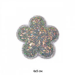 Аппликации пришивные с глиттером арт.TBY.2264 Цветочек мульти 4х5см, уп.20 шт