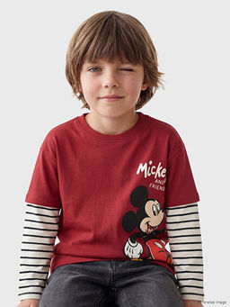 Футболка Bisiklet Yaka Mickey Mouse с принтом для мальчиков