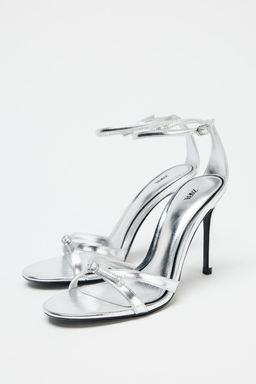 METALLIC HIGH-HEEL SANDALS - Zara фото 6