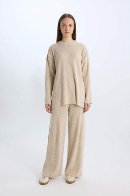 Relax Fit Triko Pantolon Genis Bol Paca Basic Duz Esnek Belli - Defacto фото 2