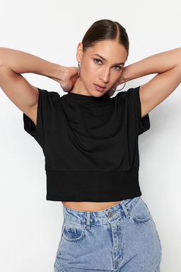 Trendyolmilla Ekru Fitted/Vucuda Oturan Bisiklet Yaka Dusuk Kol Ince Orme Bluz TWOSS22BZ0798  фото 15