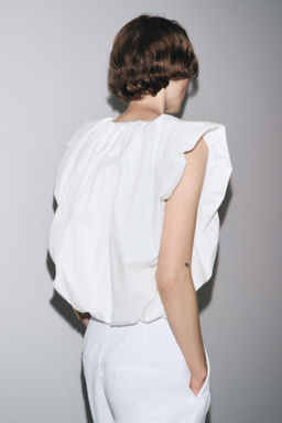 ZW COLLECTION POPLIN PEPLUM TOP - Zara фото 3