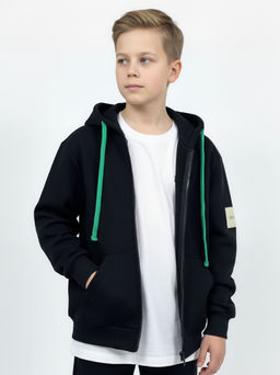 Толстовка зипка с капюшоном на молнии 22-7312 черный - Mini maxi фото 3