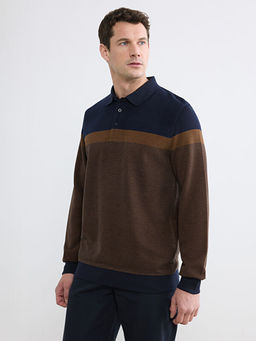 Polo Yaka Renk Bloklu Erkek Sweatshirt - Waikiki фото 3