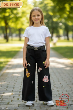 Джинсы для девочки с рисунком