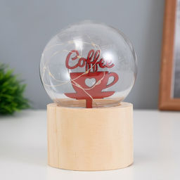 Фигурка светящаяся RISALUX «Люблю кофе», LED-ночник, 3×AG10, шар-8 см, 6.5×6.5×11.5 см