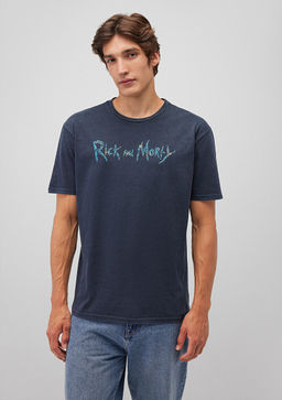 Rick and Morty Bask?l? Antrasit Tisort - Mavi фото 3
