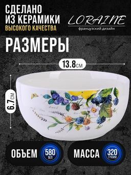 60141 Супница керамическая 580мл Лесные ягоды с лимонами доломит LR (х36)