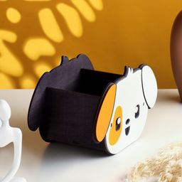 Кашпо деревянное Пёсик 20,5х10,5х12,5 см белый/оранжевый - Дарим красиво фото 2