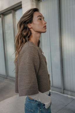 CHAQUETA CORTA PUNTO / Marr?n / Topo - Zara фото 3