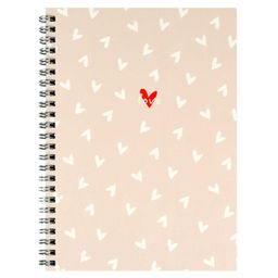 Блокнот, А5, 48 л, арт. 71520 СЕРДЕЧКИ НА БЕЖЕВОМ / Блок - белый офсет 80 г/м?, клетка, гребень по д