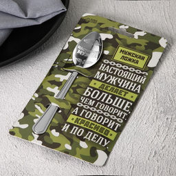 Цена за 2 шт. Ложка чайная с гравировкой Настоящий мужчина, h=14 см