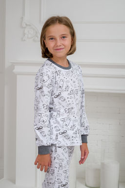 Пижама детская из интерлока Потешка котик темно серый - Амадэль фото 6