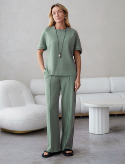 VILATTE / Футболка из эластичного футера двухнитки  фото 4