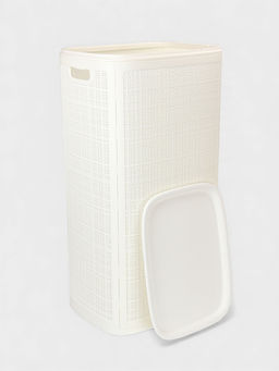 Плетёная корзина для белья с крышкой "Лён" 100л 43×32×80см, цвет белый