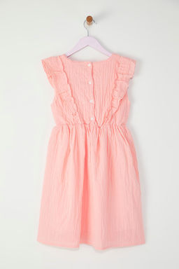 Somon K?z Cocuk %100 Pamuk F?rf?r Detayl? Kolsuz K?sa Dokuma Elbise TKDSS25EL00060 - Trendyolmilla фото 3