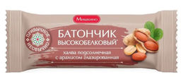 Батончик (816) Халва с АРАХИСОМ (БЛОКАМИ) подсолнечная глазир вес 50 г (Мишкино)