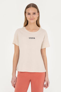Женская кремовая футболка с круглым вырезом - U.s. polo assn фото 10