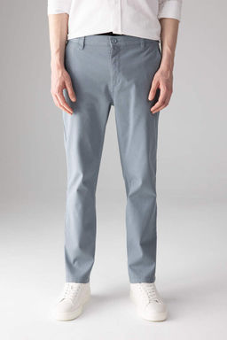 Брюки-чиносы прямого кроя из габардина с карманом на молнии и парусиновой тканью стандартного кроя - Defacto фото 4