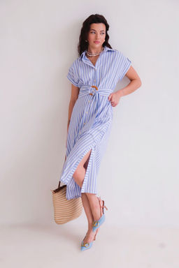 Martichelli Платье-рубашка в голубую полоску  фото 12