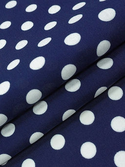 Штапель Белый горох (11мм) цв.чернильно-синий, ш.1.45м, вискоза-100%, 95гр/м.кв - Купава фото 13