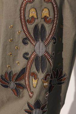 PANTAL?N LINO - ALGOD?N BORDADOS CONTRASTE / Verde / Azul - Zara фото 4