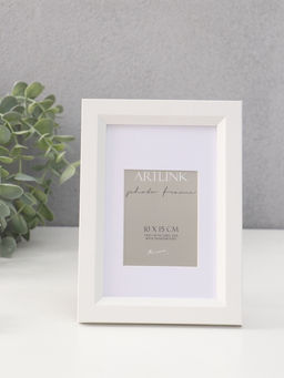 Фоторамка для фото 10×15 см, с паспарту (7×10 см), Anna, МДФ, белый (пластиковый экран)