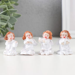 Цена за 4 шт. Фигурка полистоун «Ангел в белом на облаке», 2.3×2.5×4 см, МИКС