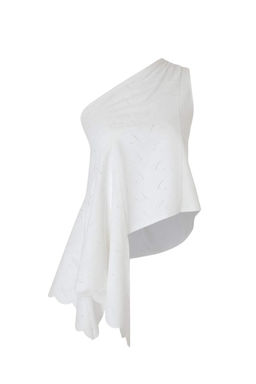 Limited Edition Beyaz Asimetrik Detayl? Brode Bluz TWOSS26BZ00587