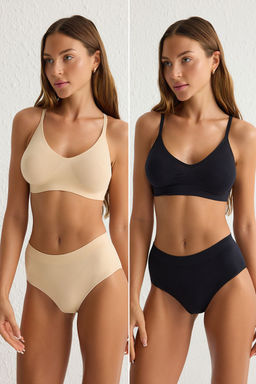 TRENDYOLMILLA Siyah-Ten 2li Paket Seamless/Dikisiz Hipster Orme Kulot THMSS25KU00011