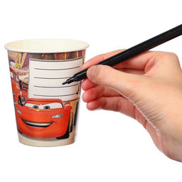 Цена за 10 шт. Стакан одноразовый бумажный "С Днем Рождения!", 250 мл, Тачки