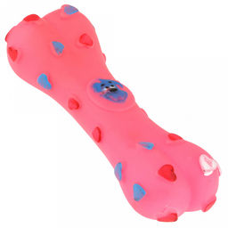 Игрушка для собаки "Косточка мистер сердечко" 15,5х5х3см, с пищалкой, ПВХ, фактурная, цвета микс (розовый, желтый, зеленый), "Пэт тойс (Pet toys)" (Китай)