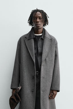 WOOL HERRINGBONE TEXTURED COAT - Zara фото 2